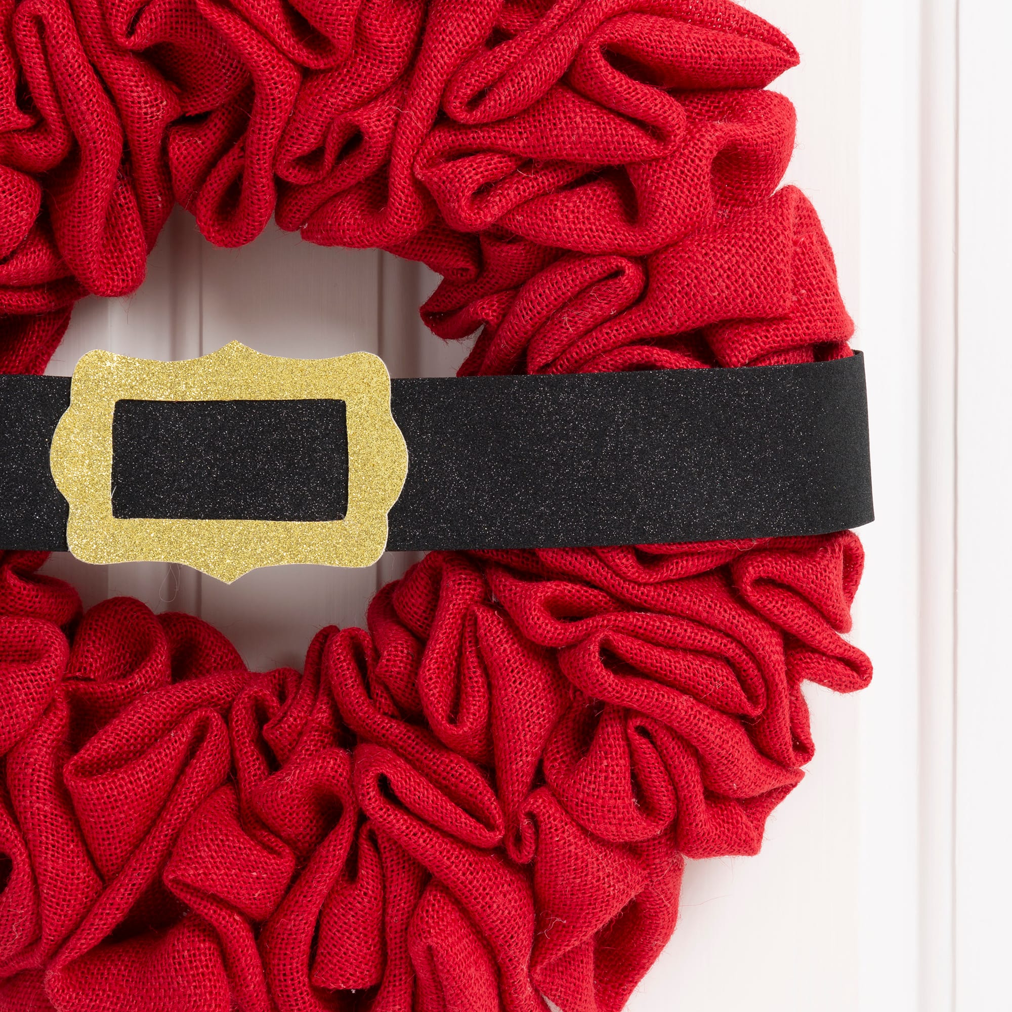 Glitzhome® 18" Christmas Red Belt Fabric Wreath